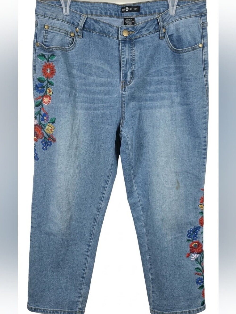 Embroidered Cropped Jeans Sz. 16